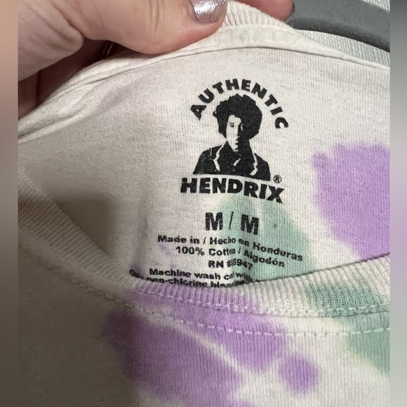 Jimi Hendrix Tie Dye Purple Green White Long Sleeve Graphic Shirt Medium - Picture 3 of 8